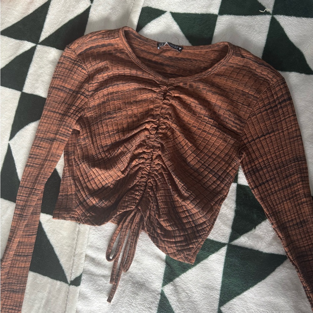 Zara Rust Ruched Crop Top